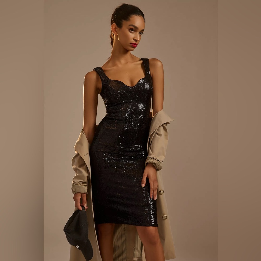 Dress The Population Sweetheart Sequin Midi Dress